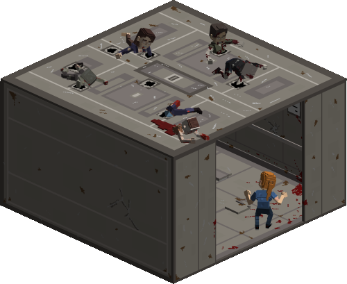 Elevator with Walkers on top - The Walking Dead