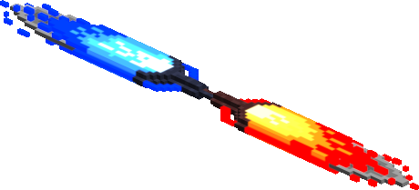 Red and Blue Fire Double Blade Sword