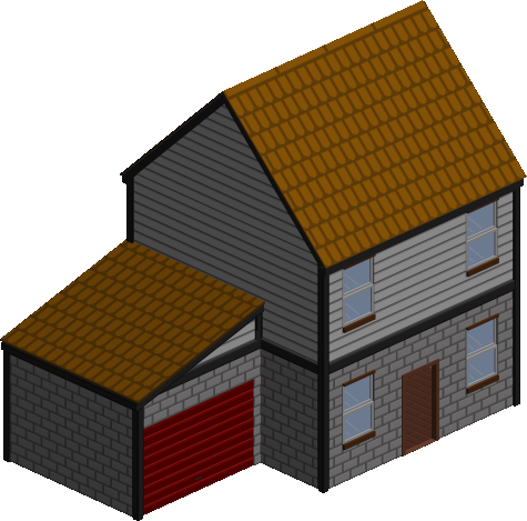 House With Garage - White Panel And Brick